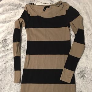Black and Brown Stripped Mini Dress